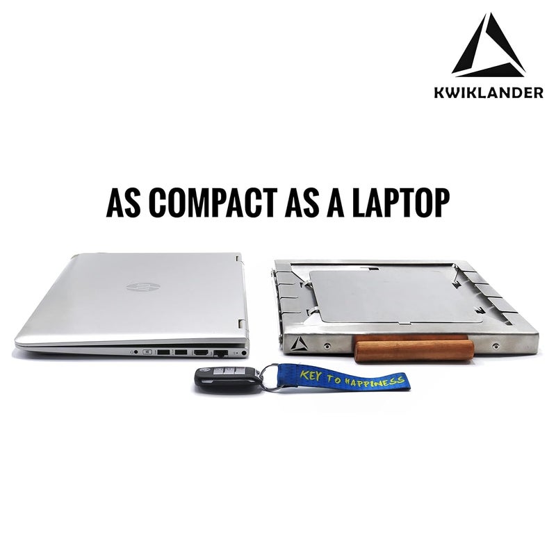 KWIKLANDER طقم شواية باربكيو فحم تندور من الفولاذ المقاوم للصدأ القابل للطي والمحمول مع 4 أسياخ، ملقط، حقيبة، وصينية فحم للمنزل والحديقة الخارجية (32 × 28 سم) ، قائمة بذاتها - Image 5