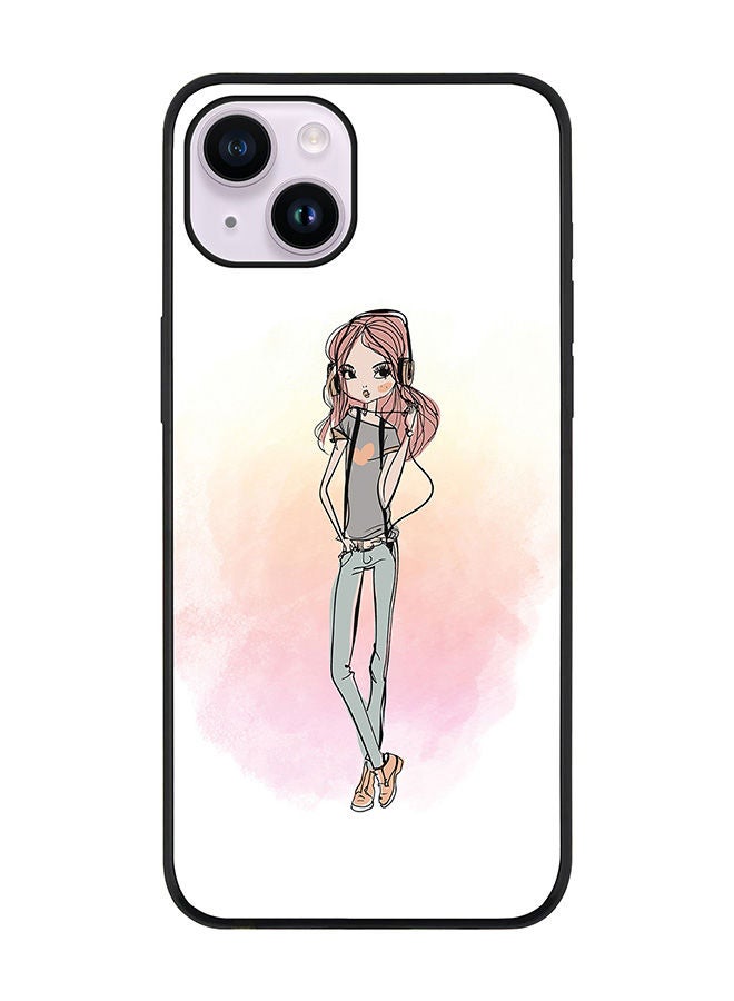 Stylizedd Rugged Black edge case for Apple iPhone 14 Plus Slim fit Soft Case Flexible Rubber Edges Anti Drop TPU Gel Thin Cover - Girl Next Door - Image 1