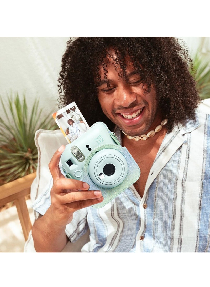 SYOSI Case for Fujifilm Instax Mini 12 Camera Protective PU Leather Bag Cover with Adjustable Shoulder Strap and Mini Photo Album 64 Pockets (Bluish Green) - Image 5