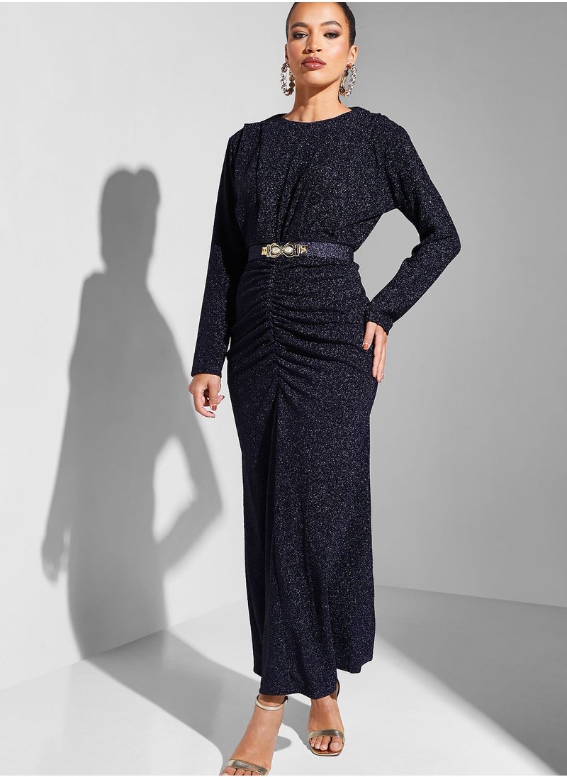 Khizana - Ruched Detail Shimmer Dress - Image 1