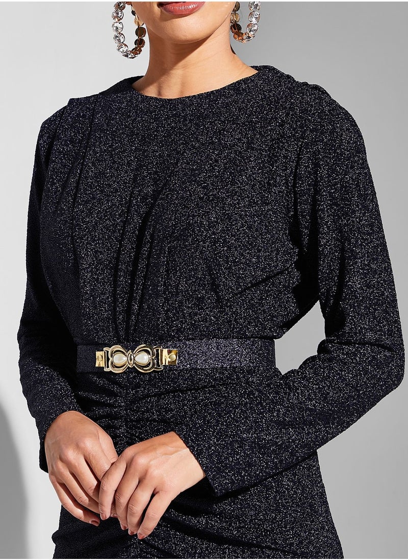 Khizana - Ruched Detail Shimmer Dress - Image 1