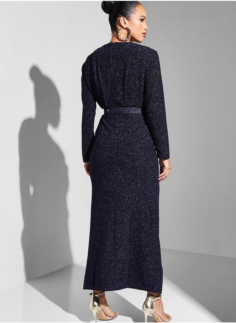 Khizana - Ruched Detail Shimmer Dress - Image 1