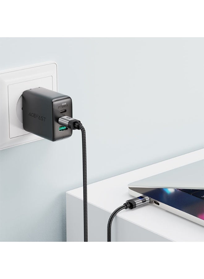 أسيفاست كابل شحن وبيانات ACEFAST C15-03 USB-C إلى USB-C، شحن سريع 60 وات، شاشة عرض LED للطاقة، 1.2 متر مضفر من النايلون، سبيكة زنك - أسود - Image 3