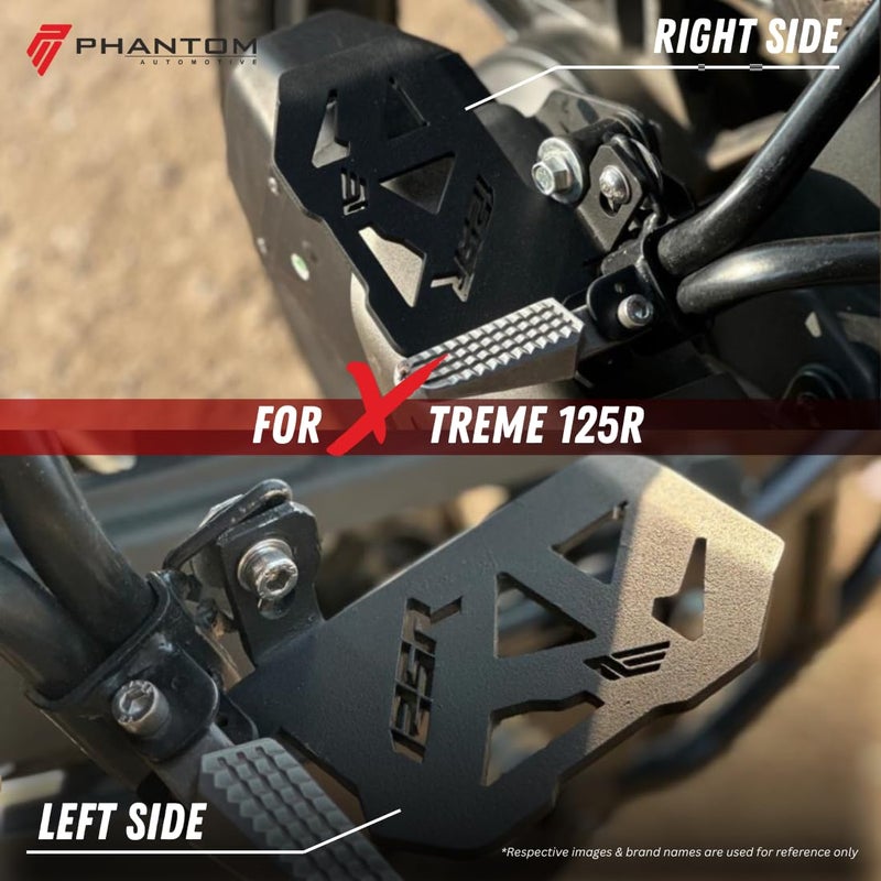 PHANTOM حماية أمامية وغطاء أسطوانة رئيسية PHANTOM Premium Xtreme 125R ل Xtreme 125R V 2.0 | مجموعة | دعامة قدم ثقيلة متوافقة مع Xtreme 125R | متوافقة مع ركوب المدينة السياحية (أحمر وأسود) - Image 4