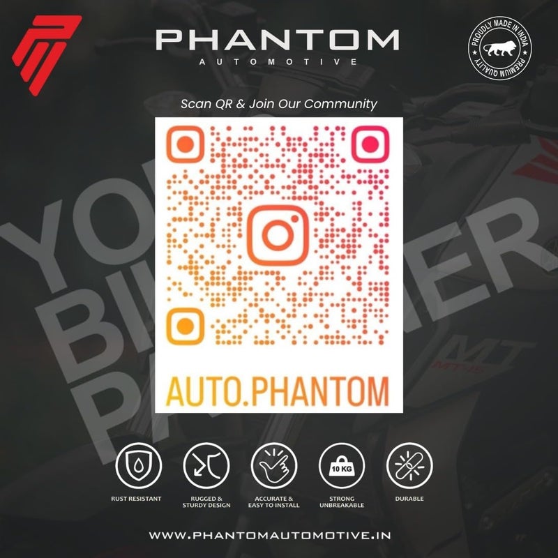 PHANTOM حماية أمامية وغطاء أسطوانة رئيسية PHANTOM Premium Xtreme 125R ل Xtreme 125R V 2.0 | مجموعة | دعامة قدم ثقيلة متوافقة مع Xtreme 125R | متوافقة مع ركوب المدينة السياحية (أحمر وأسود) - Image 5