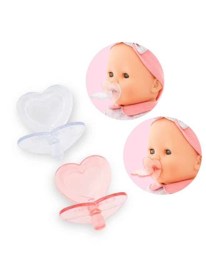 Corolle Heart Shaped Doll Pacifier Accessory For 14 17" Dolls 2 Pack Clear/Pink (140370) - Image 3