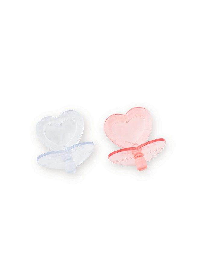 Corolle Heart Shaped Doll Pacifier Accessory For 14 17" Dolls 2 Pack Clear/Pink (140370) - Image 2