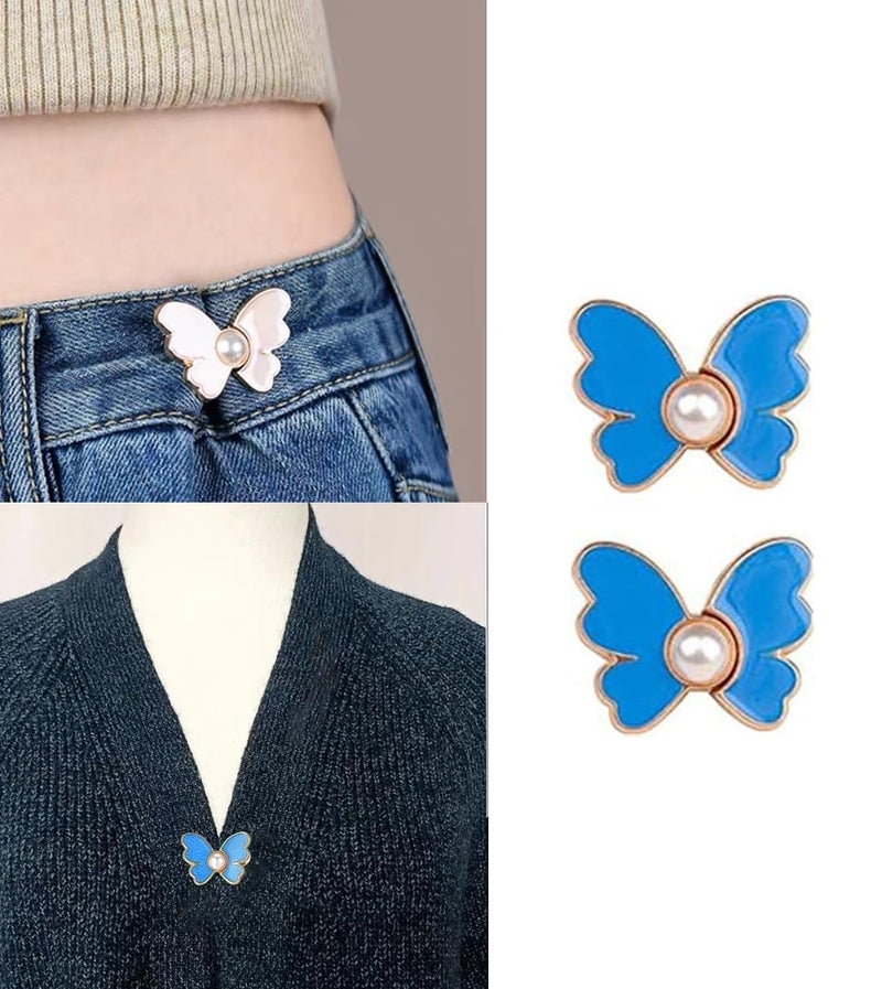 ZURATO Adjustable Buttons for Loose Jeans Pant Tightener Clip, Detachable Waist Buckles for Loose Jeans for Women, No Sew and No Tools Detachable Decorative Waist Buckle (Blue, Pack of 2) - Image 2