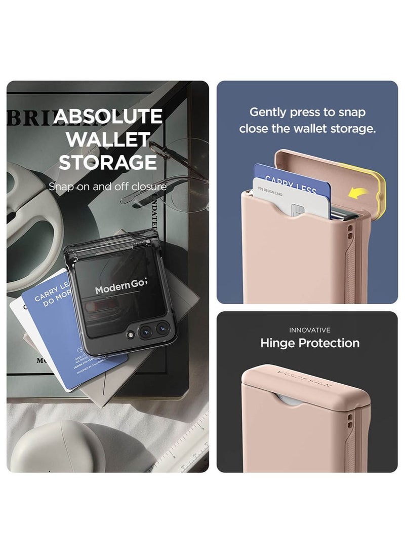VRS Design Terra Guard Modern Go Z Flip 5 Case Cover Wallet with [Hinge Protection] and [2 Card Holder] Slot - Pink Sand  - Image 2
