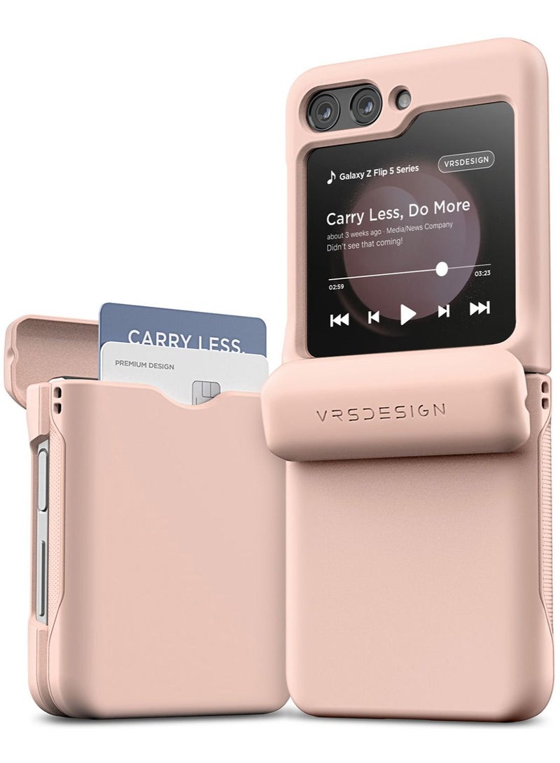 VRS Design Terra Guard Modern Go Z Flip 5 Case Cover Wallet with [Hinge Protection] and [2 Card Holder] Slot - Pink Sand  - Image 1