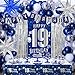 Pounira 19th Birthday Decorations for Boys Men Happy 19th Birthday Decorations Boy Girls 19 Birthday Door Banner 19th Bday Party Balloons for Men Tablecloth Foil Backdrop Star Balloons for 19 Year Old - Image 2