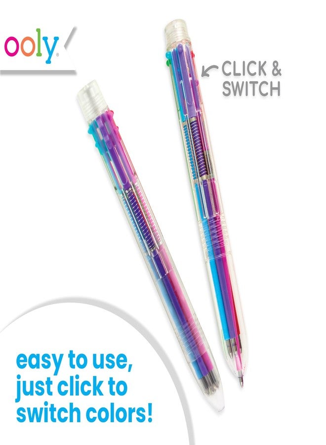 أولي قلم جل Ooly بستة ألوان في قلم واحد، قلم جل قابل للسحب بستة ألوان مميزة، سن 0.7 مم لخطوط دقيقة، سهل الضغط وسلس للكتابة والرسم، لوازم مدرسية - Image 3