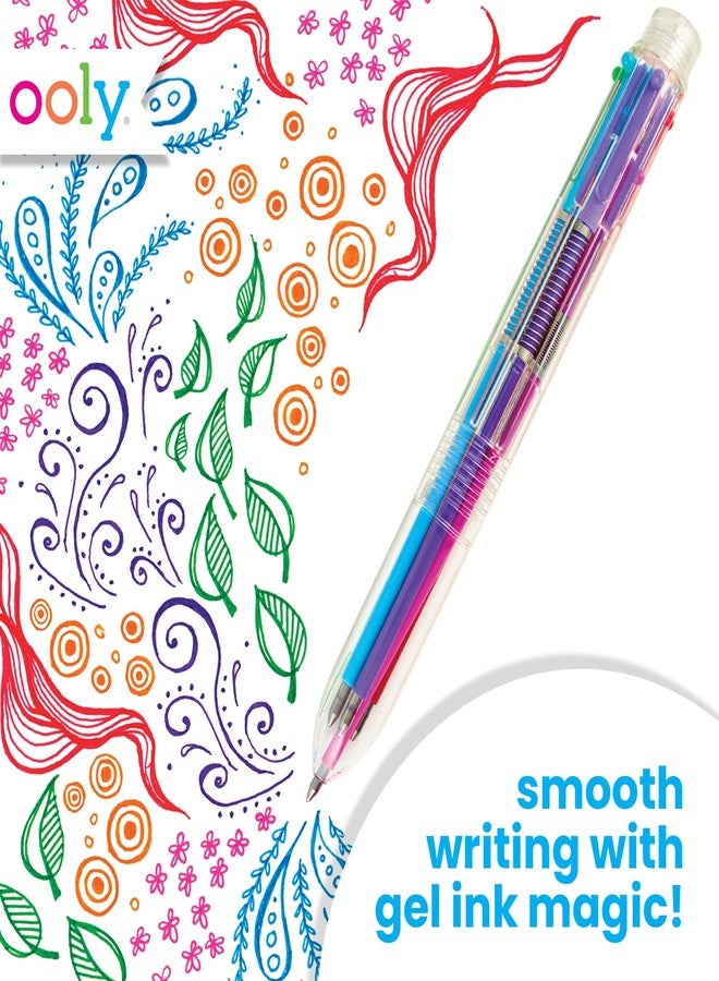 أولي قلم جل Ooly بستة ألوان في قلم واحد، قلم جل قابل للسحب بستة ألوان مميزة، سن 0.7 مم لخطوط دقيقة، سهل الضغط وسلس للكتابة والرسم، لوازم مدرسية - Image 4