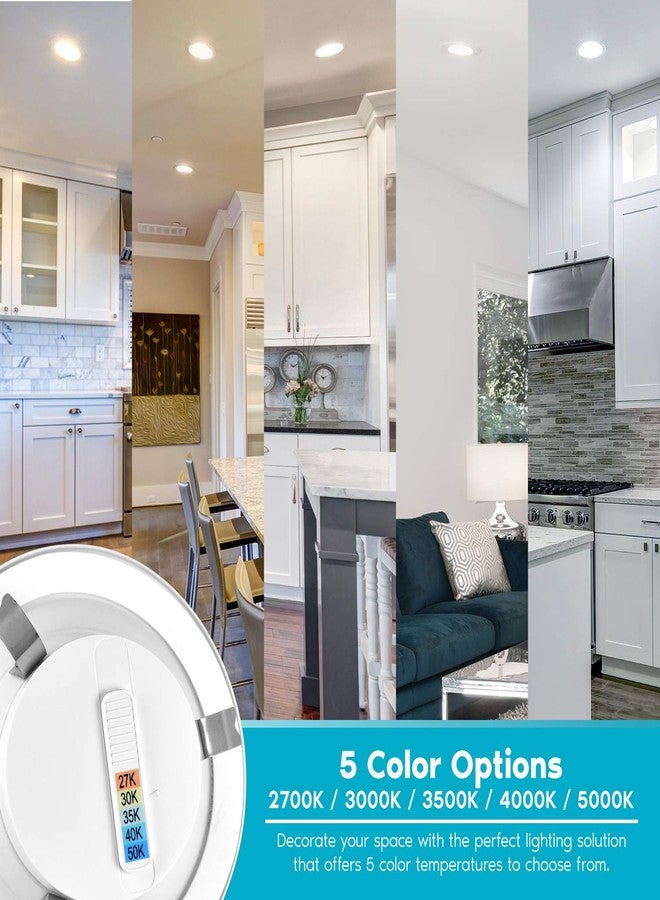 LUXRITE 4 Inch LED Recessed Can Lights, 10W=60W, CCT Color Selectable 2700K | 3000K | 3500K | 4000K | 5000K, Dimmable Retrofit Downlights, 750 Lumens, Energy Star, Wet Rated, Baffle Trim (4 Pack) - Image 2