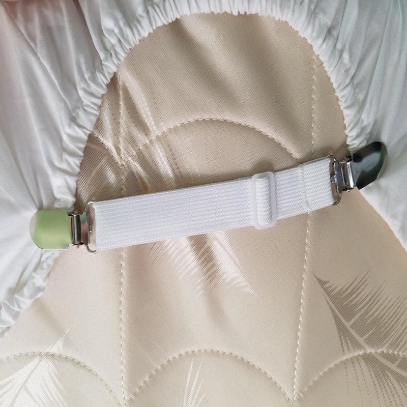 BBDOU Bed Sheet Clips Straps Sheet Holder Mattress Clips, 4 Pcs Adjustable Elastic Bed Sheet Grippers Straps Suspender Fasteners Holder - Image 4