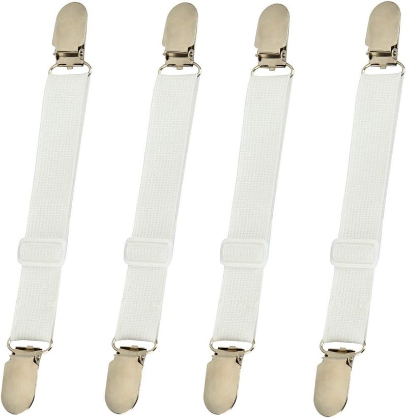 BBDOU Bed Sheet Clips Straps Sheet Holder Mattress Clips, 4 Pcs Adjustable Elastic Bed Sheet Grippers Straps Suspender Fasteners Holder - Image 1