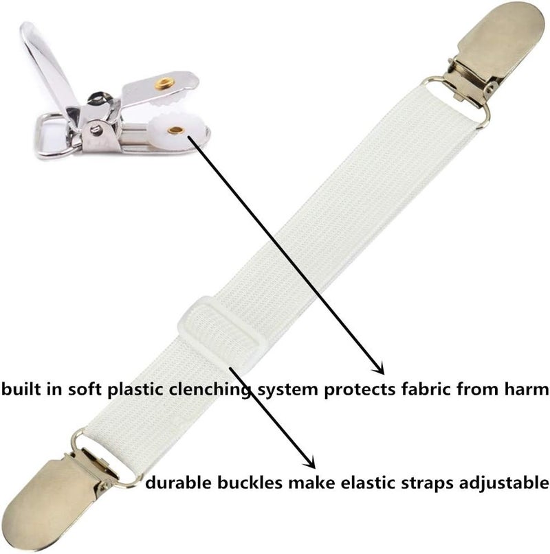 BBDOU Bed Sheet Clips Straps Sheet Holder Mattress Clips, 4 Pcs Adjustable Elastic Bed Sheet Grippers Straps Suspender Fasteners Holder - Image 2