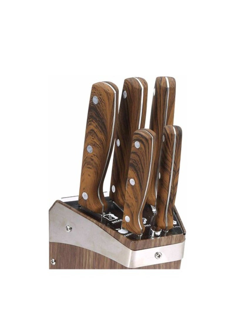 BERGNER سكاكين برغنر غوستورف من الفولاذ المقاوم للصدأ مع حامل BG-9124 متعددة الألوان 6 قطع - Image 4