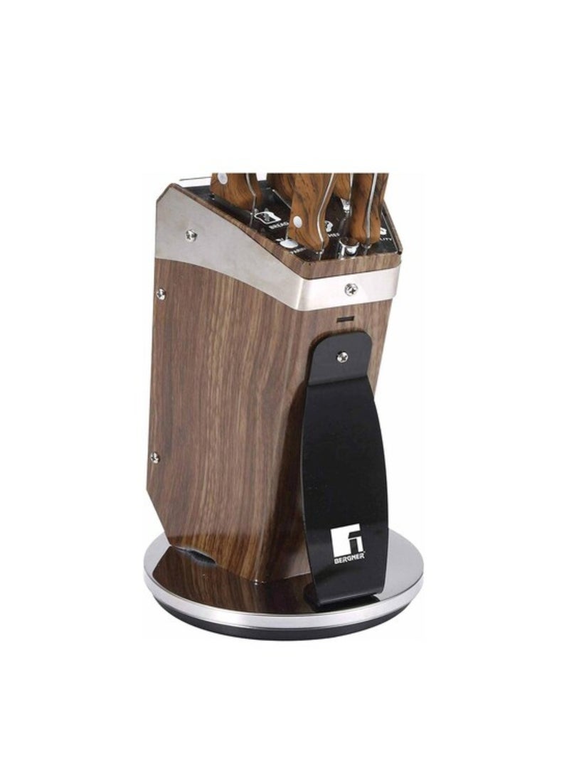 BERGNER سكاكين برغنر غوستورف من الفولاذ المقاوم للصدأ مع حامل BG-9124 متعددة الألوان 6 قطع - Image 2