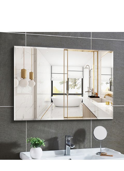 Wall Mirror Full Length Mirror Self Adhesive Mirror Full Body Mirror Wall-Mounted Bathroom Mirror Modern Large Hanging Dressing Mirror for Bedroom, Living Room(70*90cm)