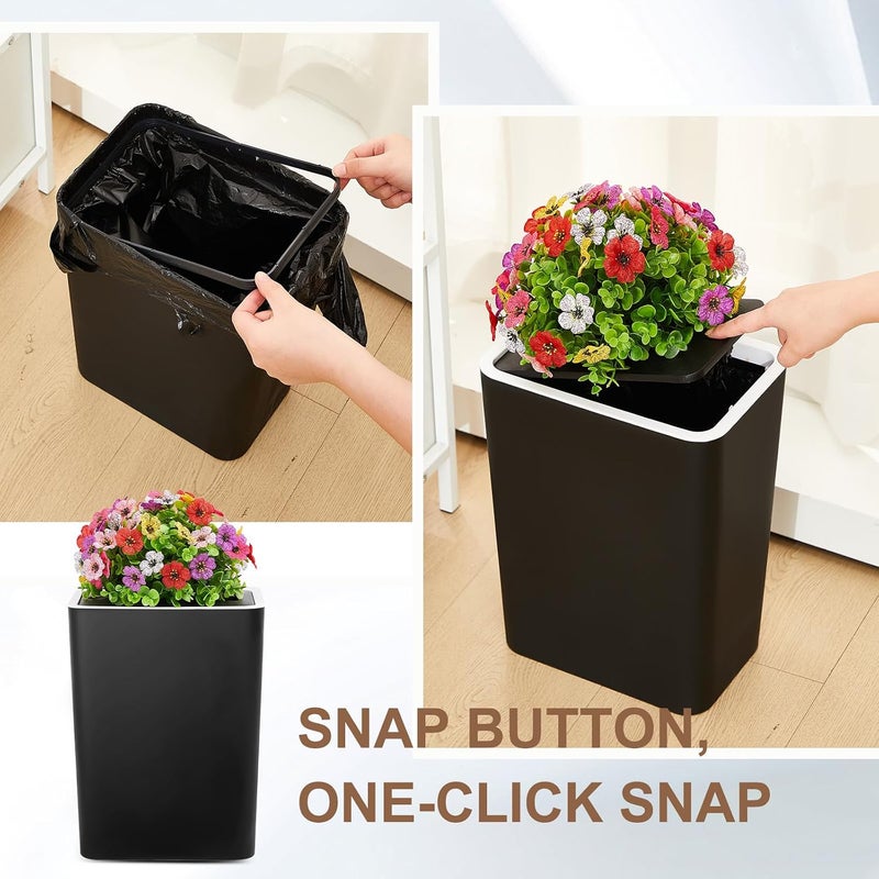 Jingmore Dog Poop Trash Can Outside 3.96 Gal/15 L Plant Styled Dog Waste Trash Can with Lid 50 Pcs Plastic Waste Bags Outdoor Indoor Poop Container Slim Garbage Bin for Yard Garden Pet (Flower Black) - Image 3