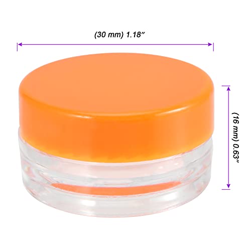 JOIKIT 200 Pack 3 Gram Jars with Orange Lid, 3ML Empty Clear Plastic Makeup Sample Containers, Cosmetic Sample Jar for Lotion, Cream, Eye Shadow, Lip Balms - Image 2