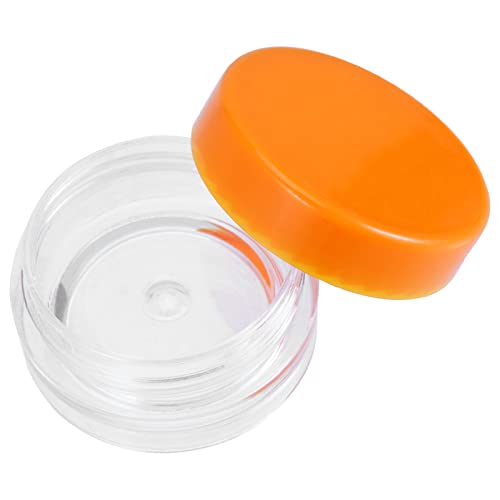 JOIKIT 200 Pack 3 Gram Jars with Orange Lid, 3ML Empty Clear Plastic Makeup Sample Containers, Cosmetic Sample Jar for Lotion, Cream, Eye Shadow, Lip Balms - Image 3