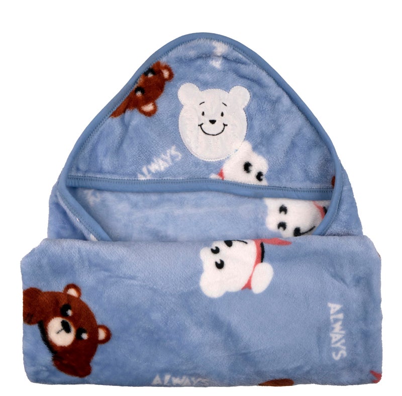 Uber World Newborn Baby Blanket with Hood/Infant AC Blanket/Baby Wrapper/Flannel Baby Blanket for 0-9 Months (70x70cm) Pack of 1 - Image 2