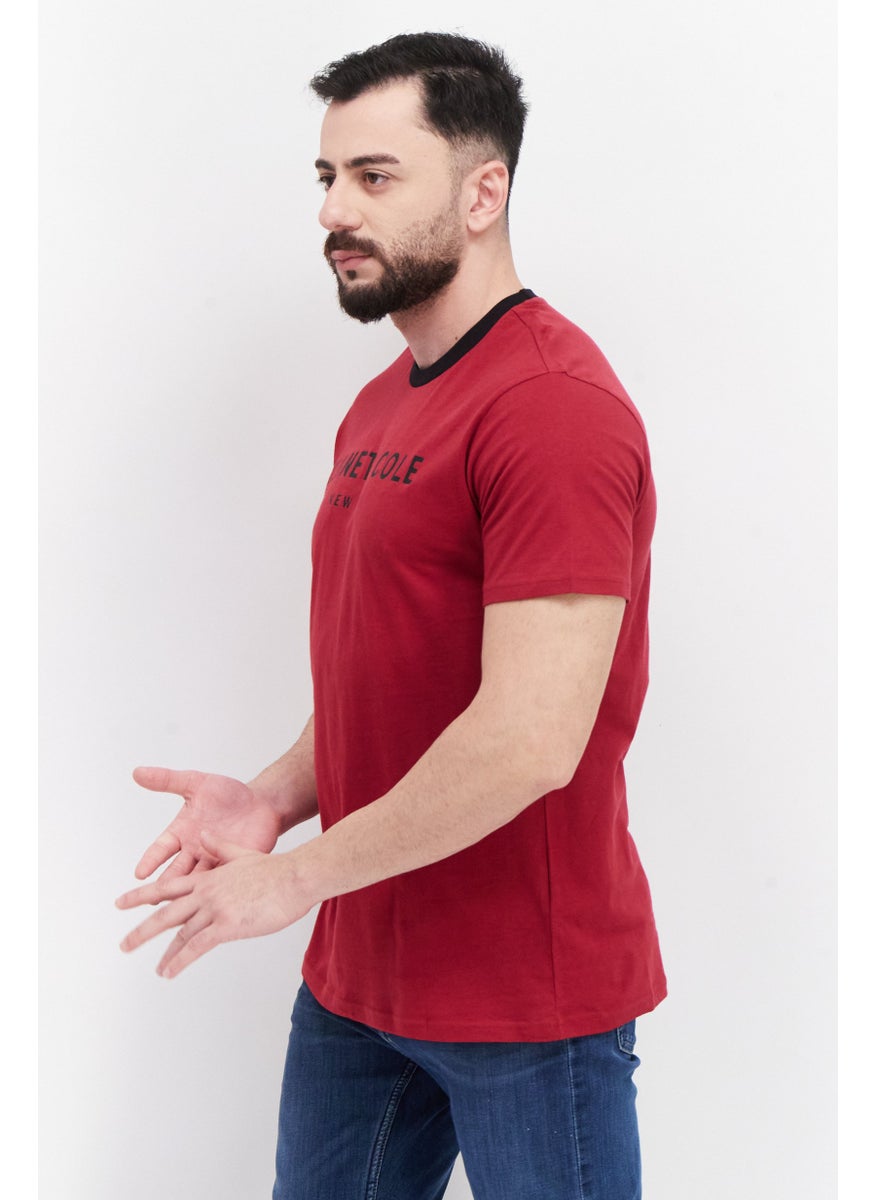 Kenneth Cole - Men Crew Neck Short Sleeves Graphic Print T-Shirt, Red - Image 1
