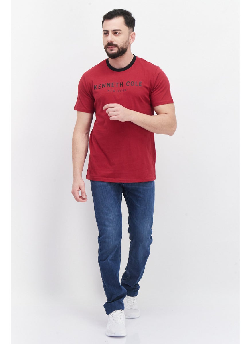 Kenneth Cole - Men Crew Neck Short Sleeves Graphic Print T-Shirt, Red - Image 1