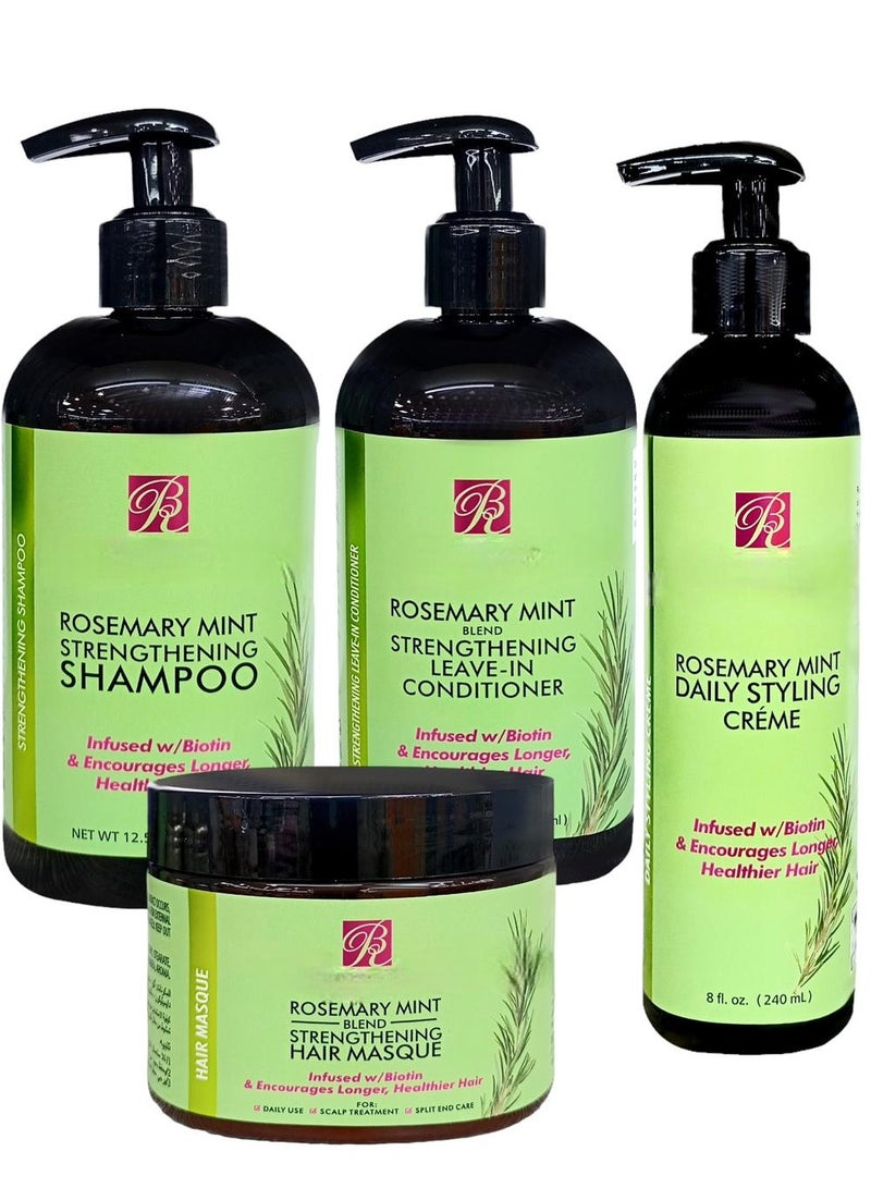 RB Rosemary Mint 4 Piece Set (Shampoo + Conditioner + Masque + Cream)