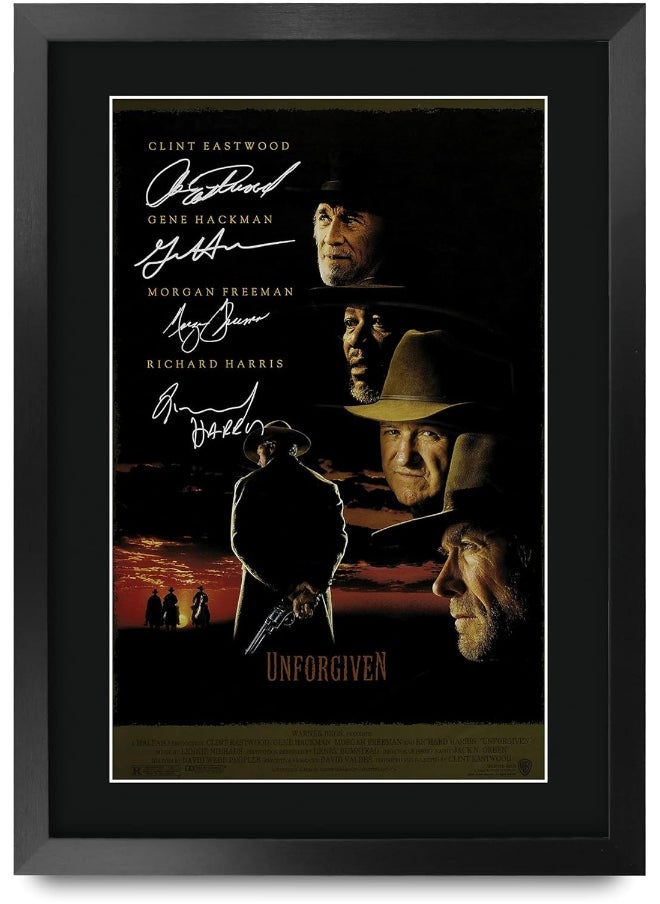HWC Trading HWC Trading Unforgiven Movie Poster Clint Eastwood Signed 16 x 12 inch Framed Gift Printed Autograph Film Print Photo Picture Display - 16" x 12" Framed  - Image 1