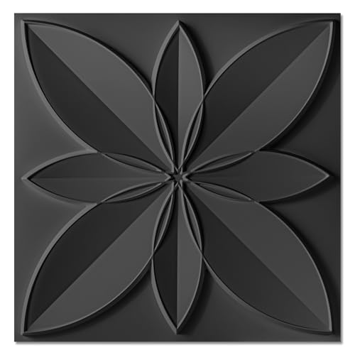 WOWSTAR 12-Pack 24"x24" Drop Ceiling Tiles, Waterproof Glue Up Ceiling Decor, Black - Image 1