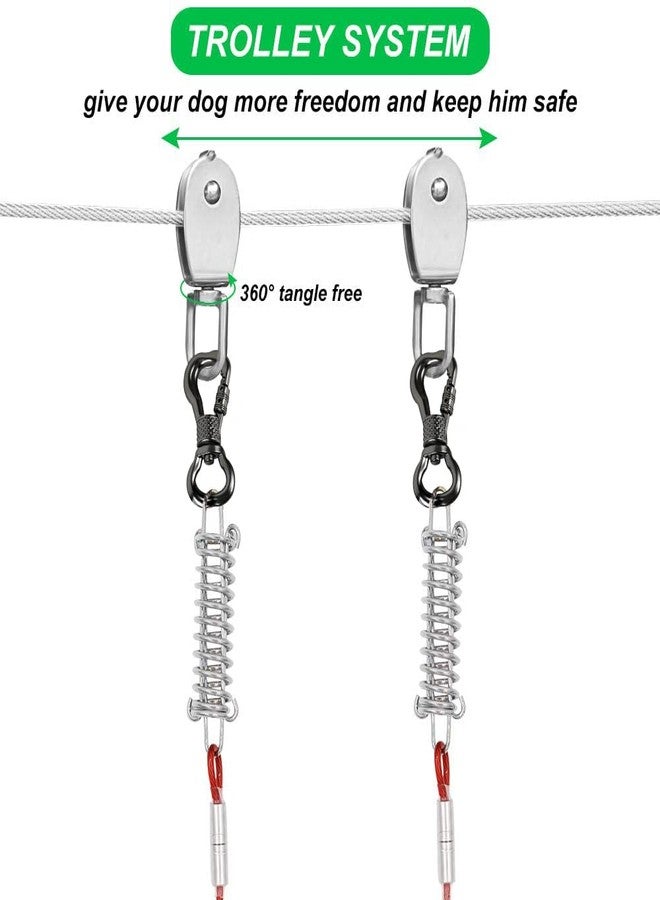 XiaZ Dog Tie Out Cable, 50ft Trolley Runner Cable for Dogs up to 200lbs，Heavy Duty Dog Lead for Yard, Camping, Outdoor, with 10ft Pulley Runner Line with Spring - Image 4