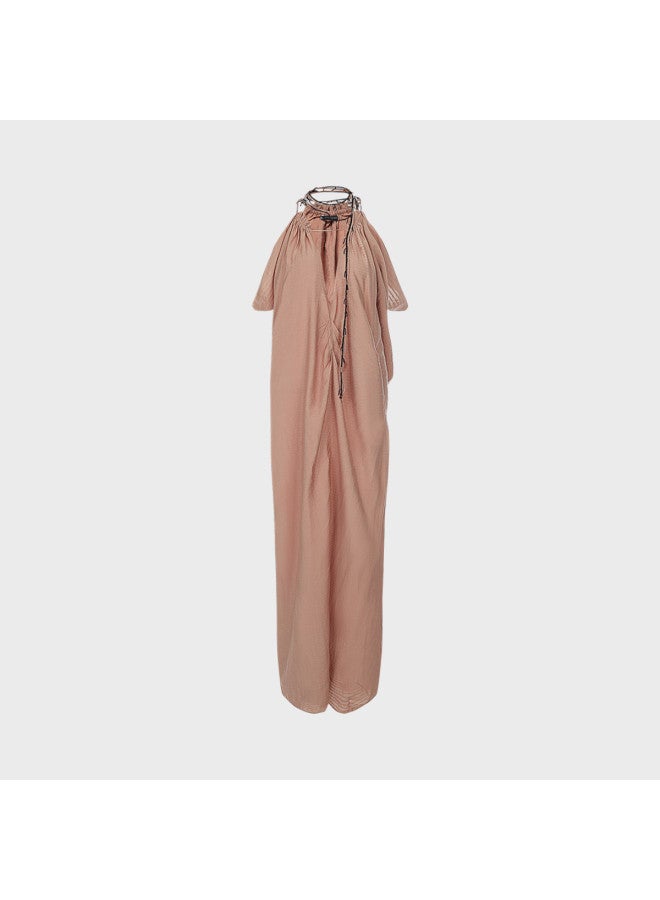 Zara Women'S Casual Loose Comfortable Vacation Style Off-The-Shoulder Artistic Long Dress - Image 2