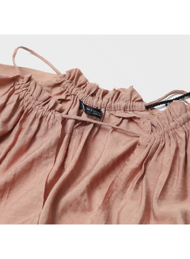 Zara Women'S Casual Loose Comfortable Vacation Style Off-The-Shoulder Artistic Long Dress - Image 4