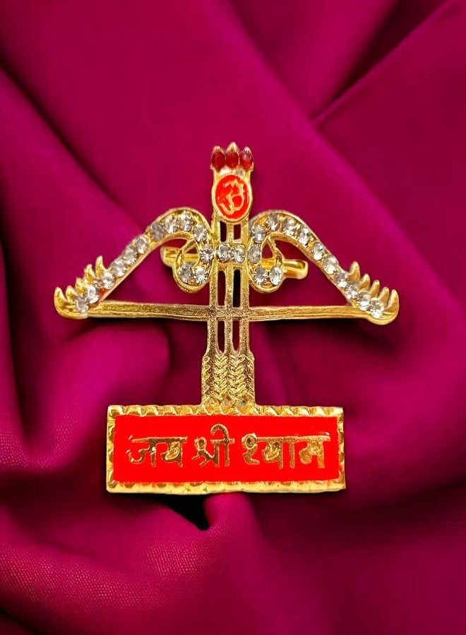 Inites (Pack Of 2 Pcs) Unisex Metal Diamond Nug Engraved/Studed Hare Ka Sahara Baba Khatu Shyam Hamara Lord Jai Shree Shyam Ji Teen Baan Dhanush Lapel Pin Brooch for Wedding, Parties & Functions - Image 5