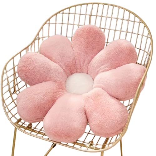 RVA Sunflower Shaped Throw Pillows Cute Preppy Decorative Pillows Floor Cushion for Girls Bed Room Couch Sofa Chair Aesthetic Decor (35CM, Pink/White) - Image 1