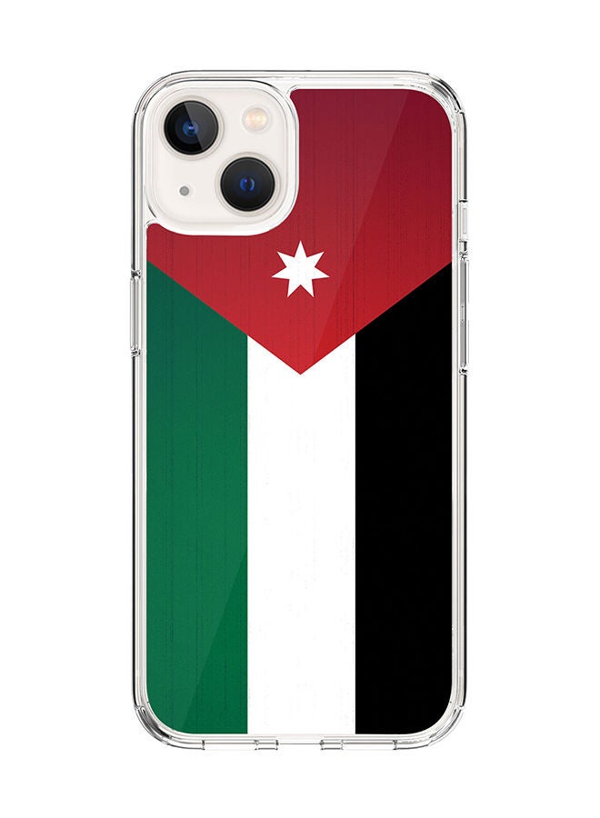 Stylizedd Classic Clear Case for Apple iPhone 14 Hybrid Soft Case Flexible Edges Anti Drop TPU PC Gel Thin Transparent Cover [ Designed for Apple iPhone 14 ] - Flag Of Jordan Full Print - Image 1