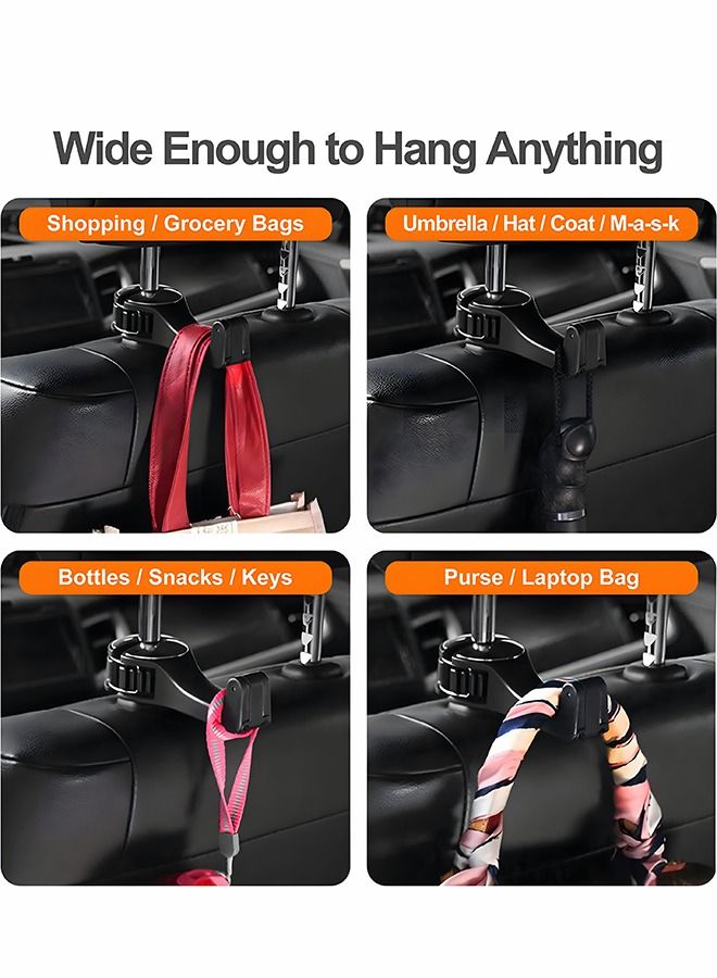 GROIC 2 PCS Universal in 1 Car Seat Hooks for Purses and Bags with Phone Holder, Automobile Headrest Handbag Holder Hangers Organizers, Multifunctional Hanger Black - Image 5