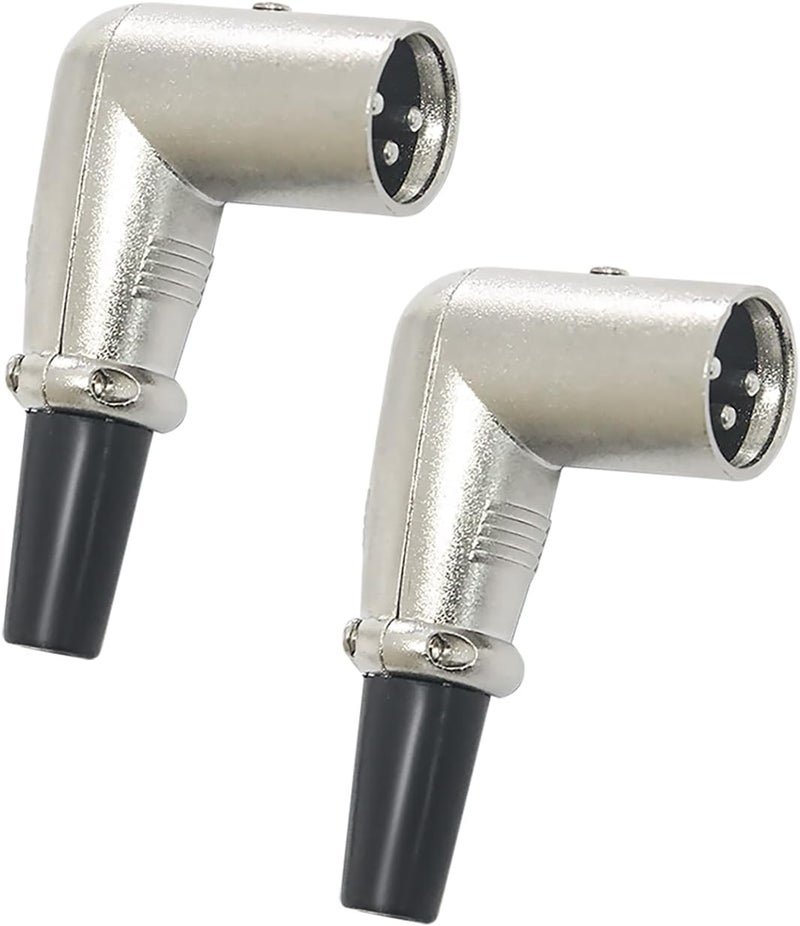 MADOWL 90 Degree XLR Cable, 3 Pin Microphone Elbow, Pro Audio DJ XLR Male Connectors (2 Packs) - Image 1