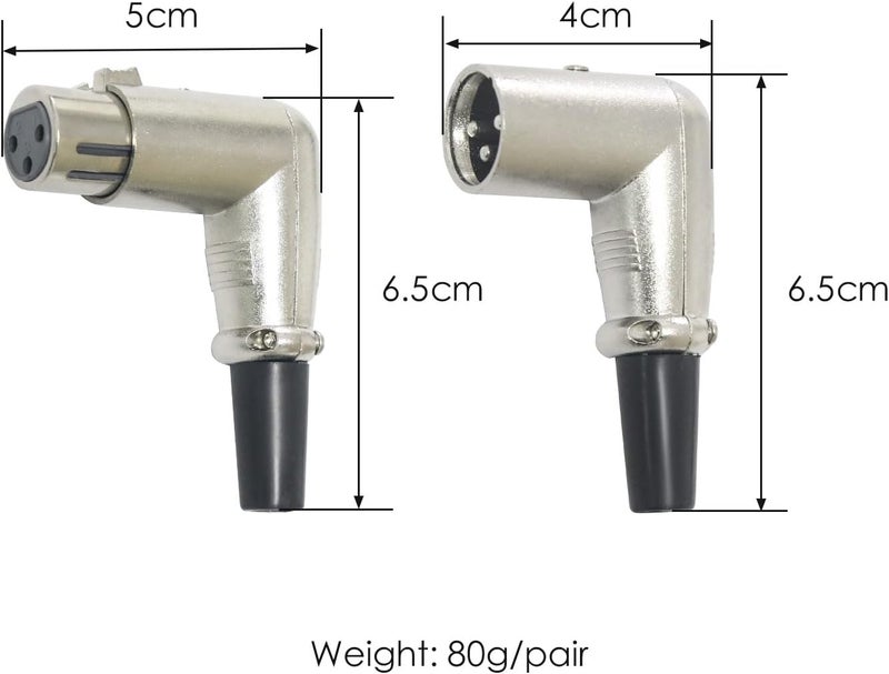 MADOWL 90 Degree XLR Cable, 3 Pin Microphone Elbow, Pro Audio DJ XLR Male Connectors (2 Packs) - Image 4