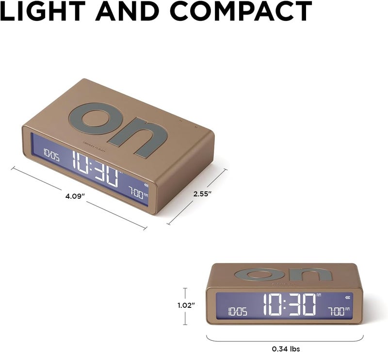 Lexon Flip Classic Digital Alarm Clock with Reversible On/Off Faces, Rechargeable bedside clock with LCD display, Touch Sensor for Snooze & Light function - Blue Duck - Image 2