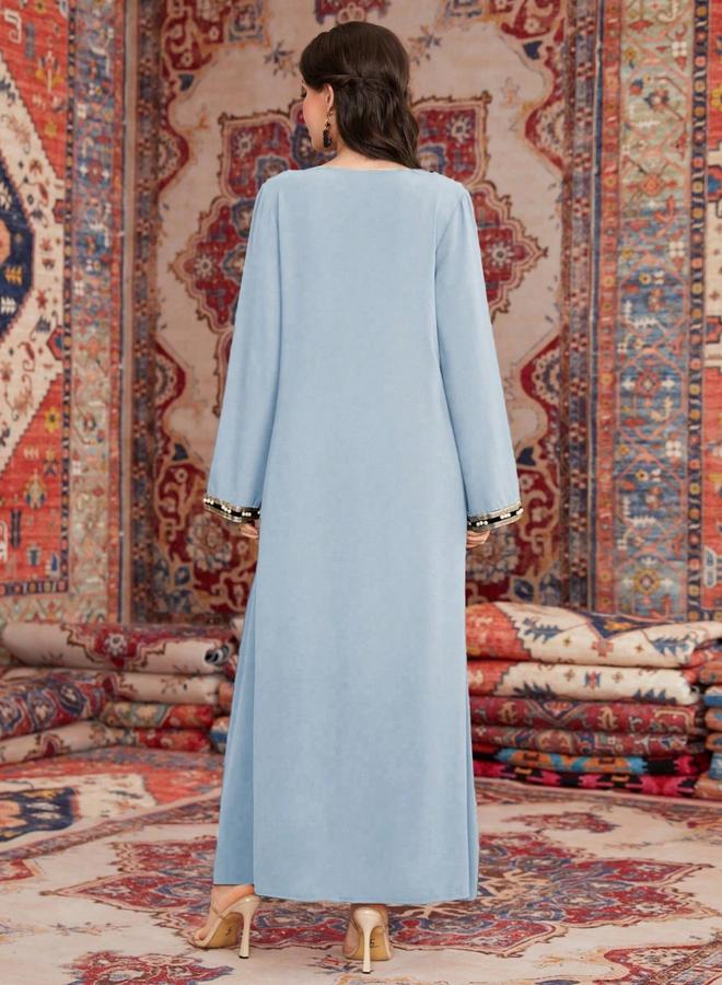 Take Two Women Faux Pearl Embellished V Neck Jalabiya - Image 2