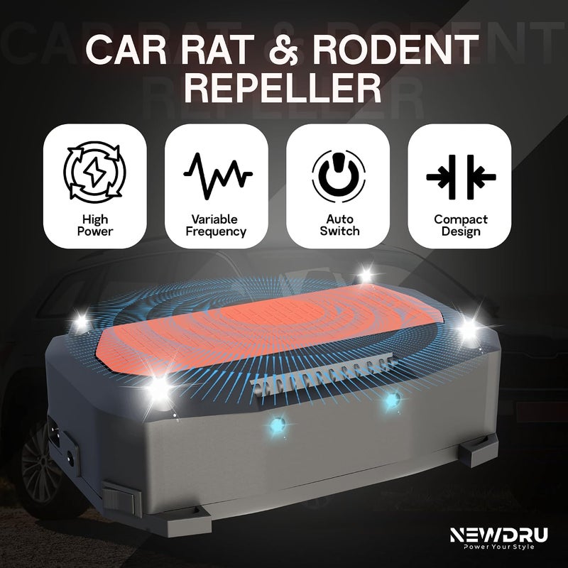 NEWDRU Ultrasonic Rat Repellent for Car, Rodent Repellent for Car with 4 Strobe Light, Car Rat Protection Device to Protect Wires in Car, Bike, Engine, Permanent Solution for Rats, Mice, Squirrels - - Image 5