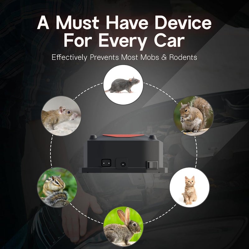 NEWDRU Ultrasonic Rat Repellent for Car, Rodent Repellent for Car with 4 Strobe Light, Car Rat Protection Device to Protect Wires in Car, Bike, Engine, Permanent Solution for Rats, Mice, Squirrels - - Image 3
