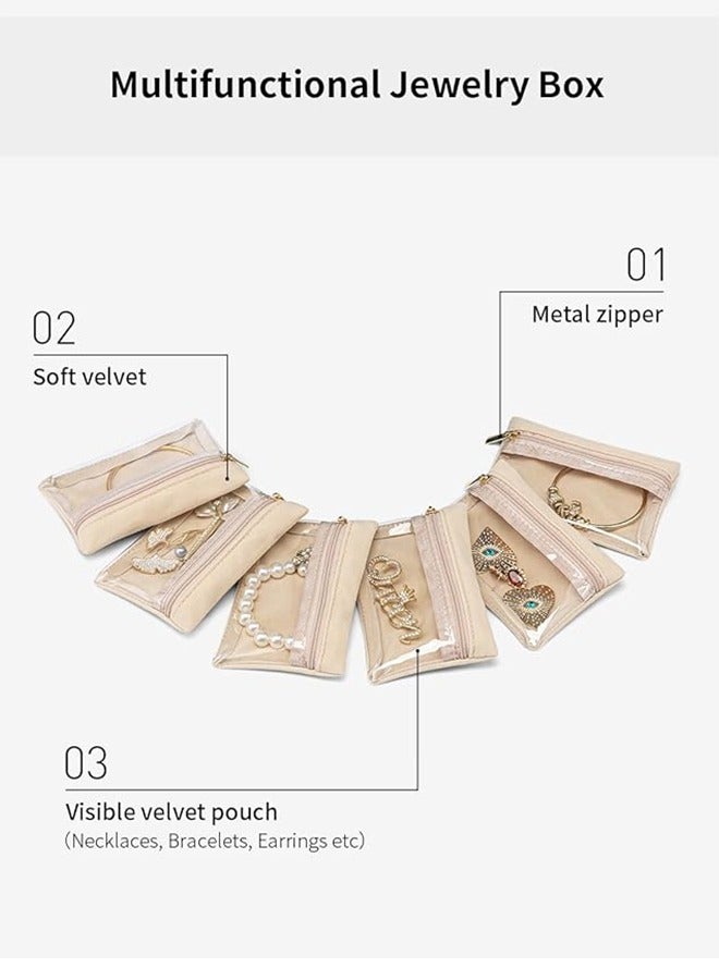 Travel Jewelry Bag, Jewelry Bag, Clear Velvet Zipper Pocket Storage Bag Organizer Bag for Women Girls Gift, 6 Pieces - Image 4