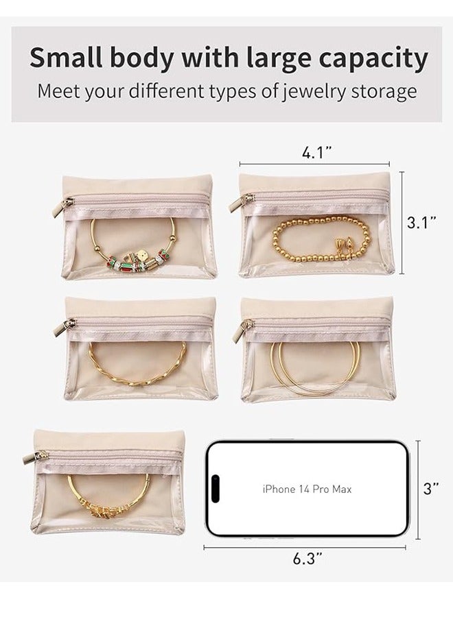 Travel Jewelry Bag, Jewelry Bag, Clear Velvet Zipper Pocket Storage Bag Organizer Bag for Women Girls Gift, 6 Pieces - Image 3