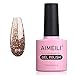 AIMEILI Soak Off U V LED Gel Nail Polish Tinsel Toast Gold Diamond 016 10ml - Image 2
