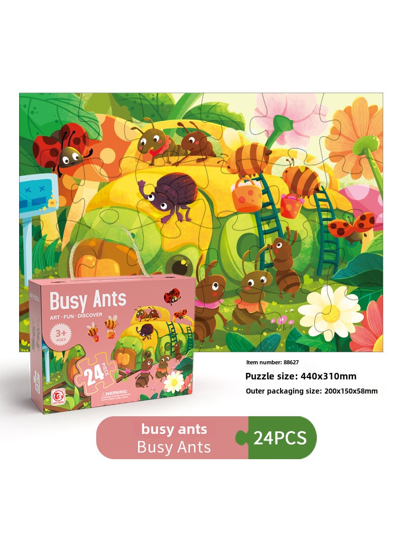 Generic - Kindergarten Puzzle Gift Color Box Educational Toy Busy Ants (24 pieces) - Image 1